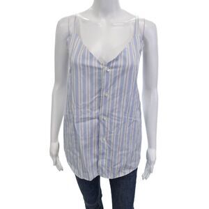 Kate McHale Jensen Women Striped Blue V-Neck Camisole Cotton 90s Size M